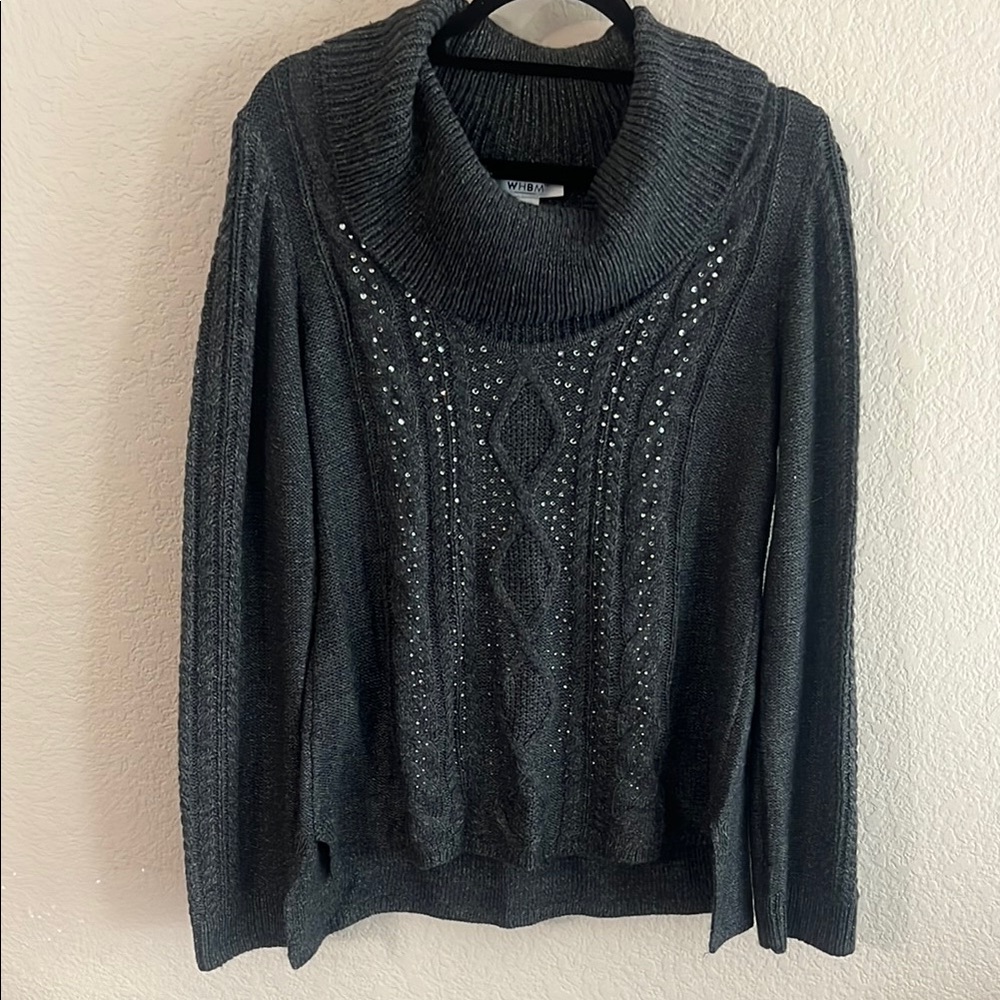 White House Black Market Gray Cowl Neck Sweater NWOT